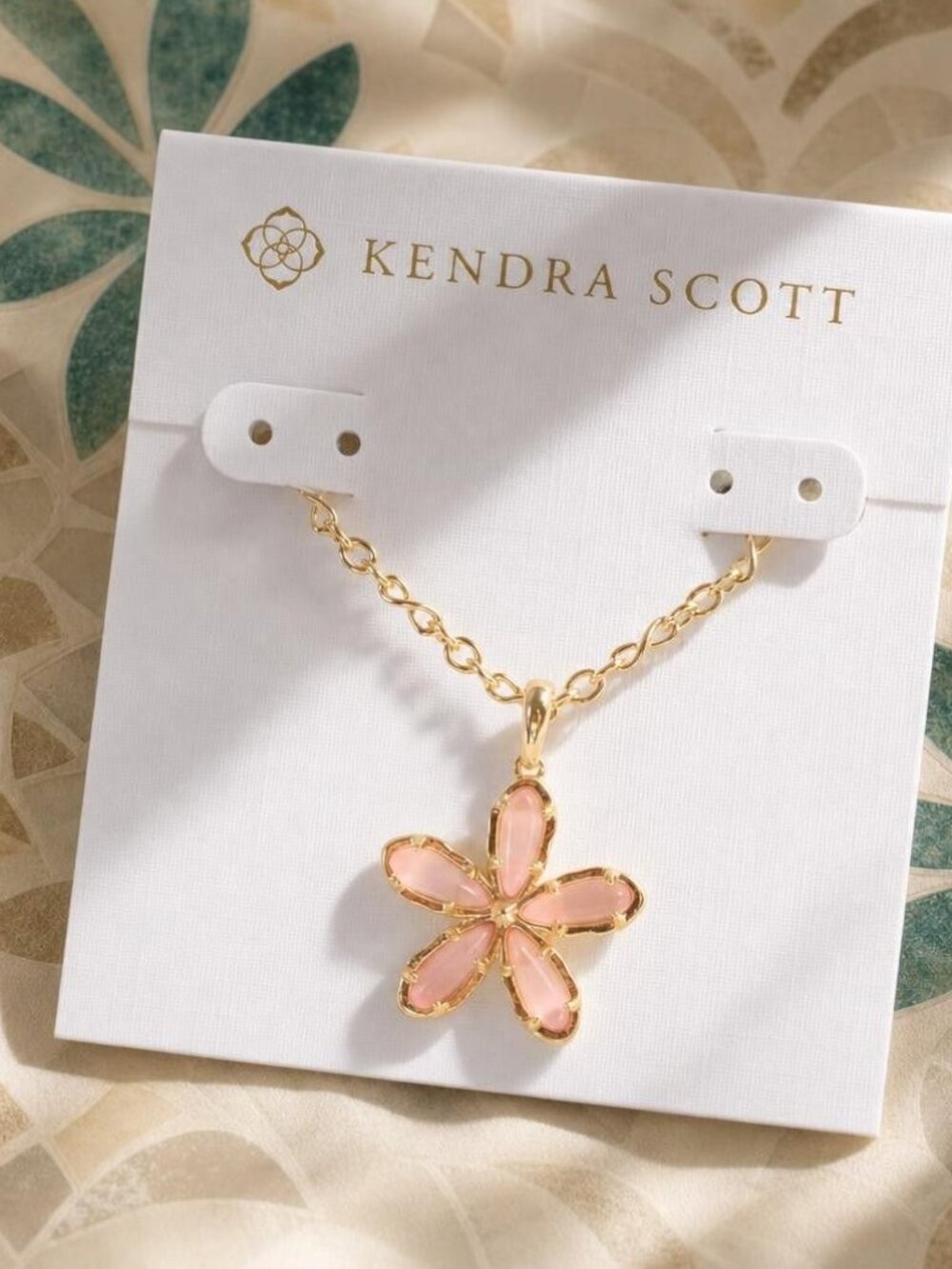 Kendra Scott Kyla Gold Pink Cat's Eye Glass Pendant Necklace